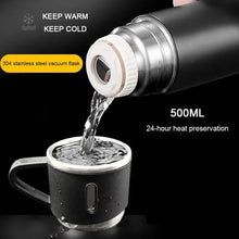 Stainless Steel Vacuum Flask Set – 500ml With 3 Cups (gift Box ) (random Color)